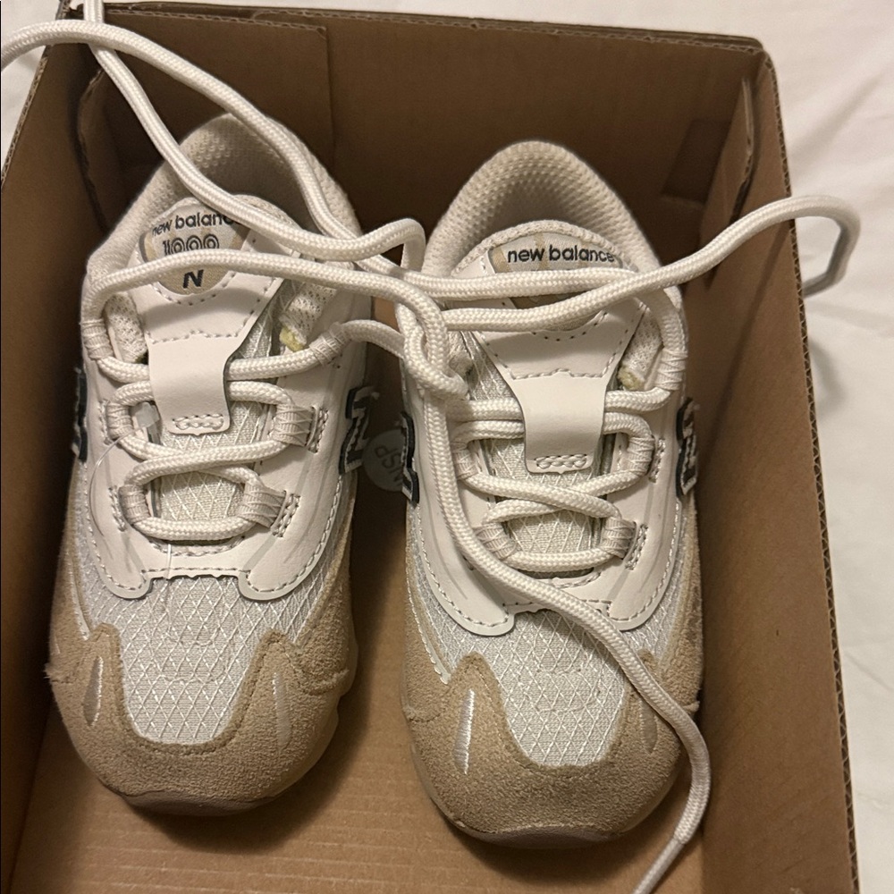 New Balance Kids' Cream and Tan Sneakers